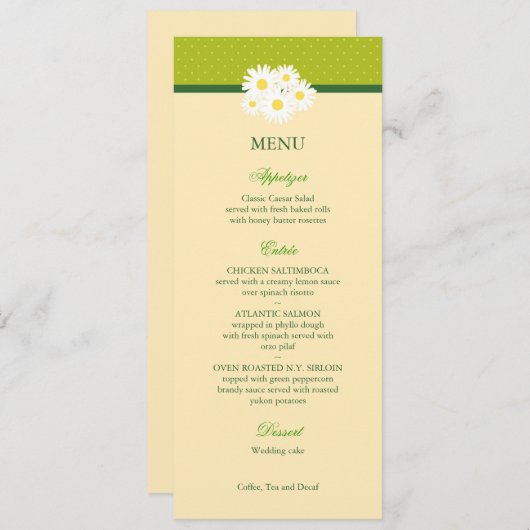 Daisy Bouquet Wedding Menu Card (Voorkant / Achterkant)