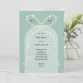Daisy Bow Baby Shower Invitation Kaart (Staand voorkant)