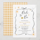 Daisy Bow Ribbon Modern Bee Bride to Bee Bridal Kaart (Voorkant / Achterkant)