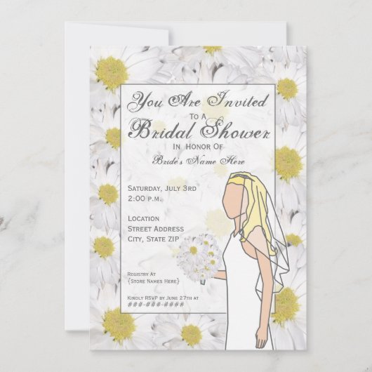 Daisy Bridal Shower Invitation - Blonde Hair Kaart (Voorkant)