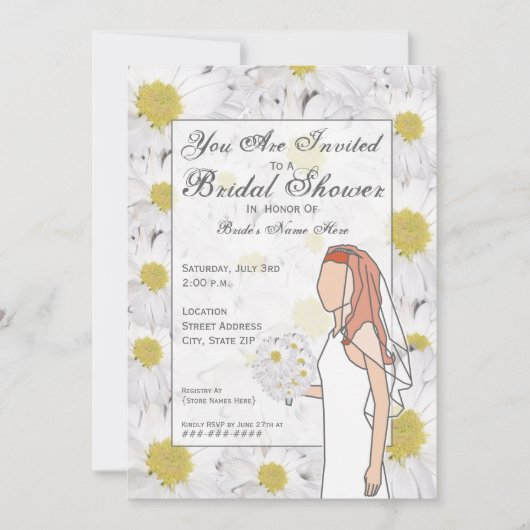 Daisy Bridal Shower Invitation - Red Hair Kaart (Voorkant)