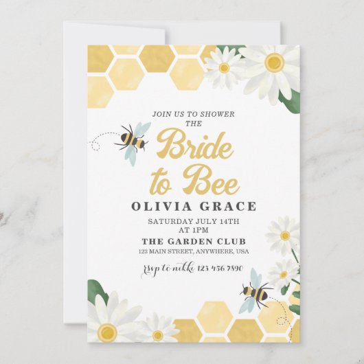 Daisy Bride to Bee bridal douitation Kaart (Voorkant)