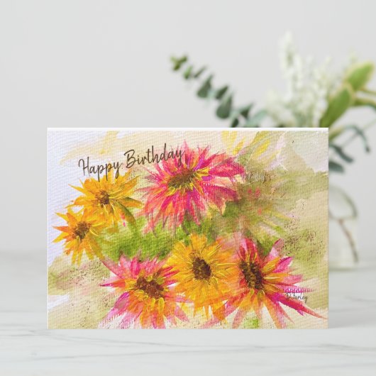 Daisy Bright Flat Card Bedankkaart (Staand voorkant)