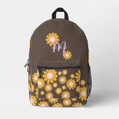 Daisy Brown Sinaasappel Boho Bedrukte Rugzak (Voorkant)