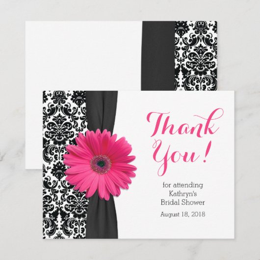 Daisy Bruidsfeest Dankkaart | Damask Gerber Bedankkaart (Voorkant / Achterkant)