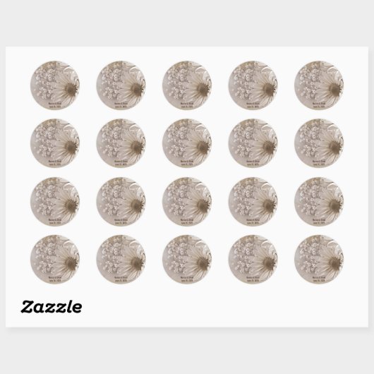 Daisy bruiloft bouquet ronde sticker (Vel)