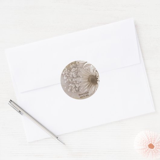 Daisy bruiloft bouquet ronde sticker (Envelop)