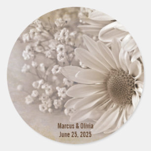Daisy bruiloft bouquet ronde sticker