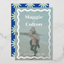 Daisy Bruiloft Foto Save the Date Folie Uitnodiging