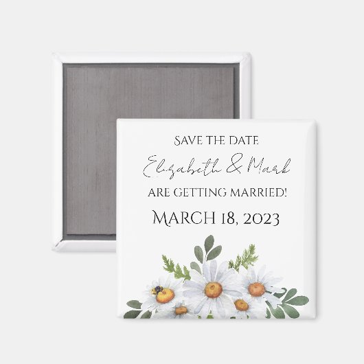Daisy bruiloft Sparen de date magnet (Voorkant / Achterkant)
