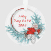 Daisy Brunette Blue Pine Wreath Ornament (achterkant)