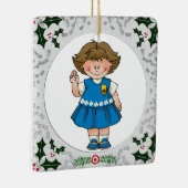 Daisy Brunette Holly Corners Lijst Keramisch Ornament (Rechts)