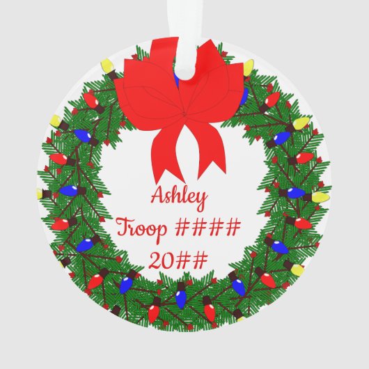 Daisy Brunette Pine Wreatwith Bow Ornament (achterkant)