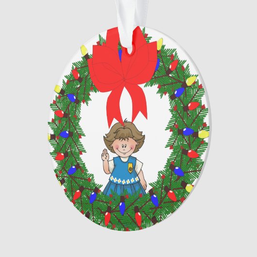 Daisy Brunette Pine Wreatwith Bow Ornament (voorkant)