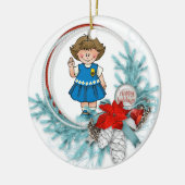 Daisy Brunette Scout Blue Pine Wreath Keramisch Ornament (Links)