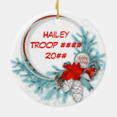 Daisy Brunette Scout Blue Pine Wreath Keramisch Ornament (Achterkant)