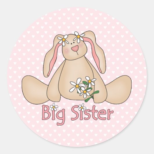 Daisy Bunny Big Sister Ronde Sticker (Voorkant)