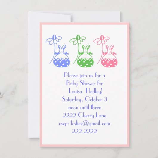 Daisy bunny uitnodiging (Voorkant)