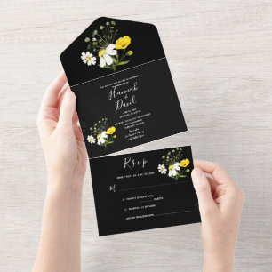 Daisy & Buttercup All in One Wedding Invitation All In One Uitnodiging