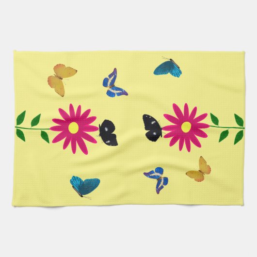 Daisy Butterflies Kitchen Towel Theedoek (Horizontaal)