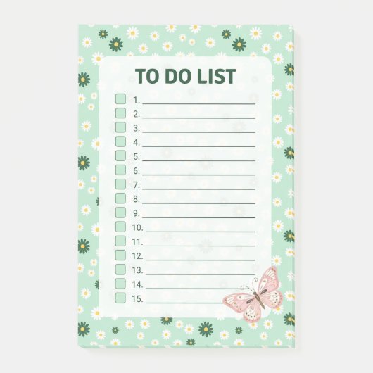 Daisy & Butterfly Checklist Takenlijst Notitieblok Post-it® Notes (Voorkant)