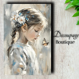 Daisy Butterfly Girl Decoupage Tissuepapier