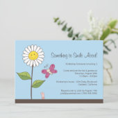 Daisy & Butterfly Girls Birthday Party Kaart (Staand voorkant)