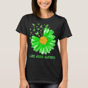 Daisy Butterfly Green Ribbon Kidney Disease Awaren T-shirt