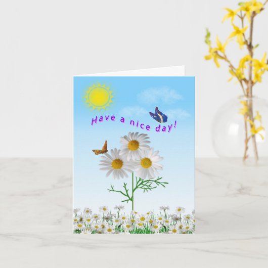 Daisy Butterfly Hebben een leuke dag Kaart (Gele Bloem)