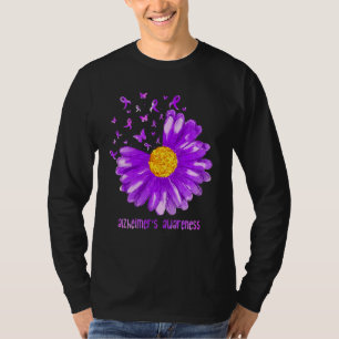 Daisy Butterfly Paars Ribbon Alzheimer's Awarenes T-shirt