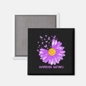 Daisy Butterfly Paars Ribbon Fibromyalgia Awarene Magneet (Voorkant / Achterkant)