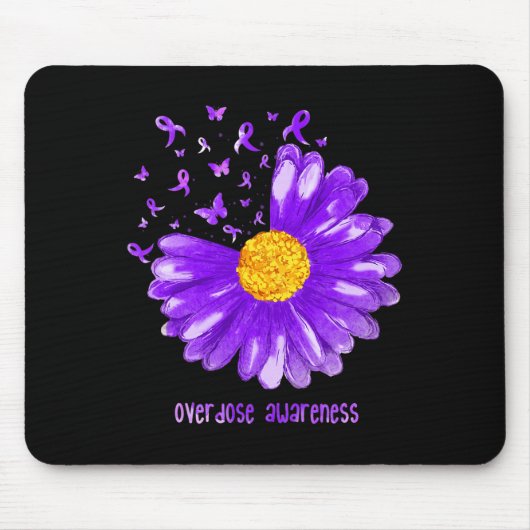 Daisy Butterfly Paars Ribbon Overdosering Bewustma Muismat (Voorkant)