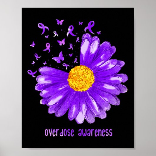 Daisy Butterfly Paars Ribbon Overdosering Bewustma Poster (Voorkant)