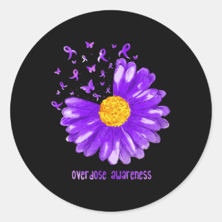 Daisy Butterfly Paars Ribbon Overdosering Bewustma Ronde Sticker