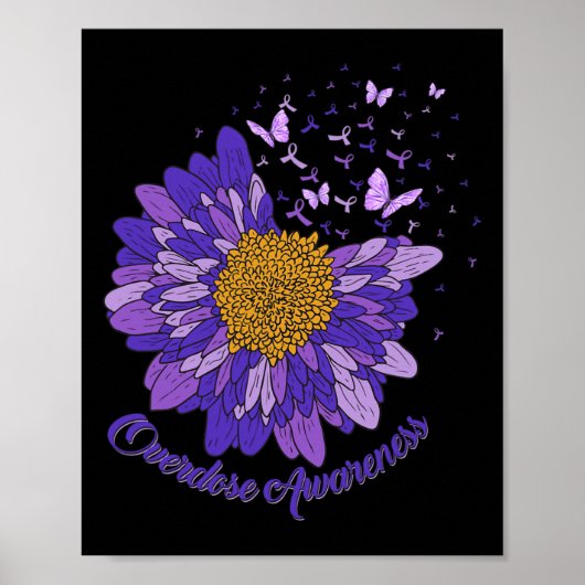 Daisy Butterfly Paarse Lint Overdose Awareness 3 Poster (Voorkant)