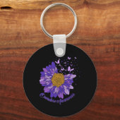 Daisy Butterfly Paarse Lint Overdose Awareness 3 Sleutelhanger (Achterkant)