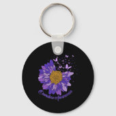 Daisy Butterfly Paarse Lint Overdose Awareness 3 Sleutelhanger (Achterkant)