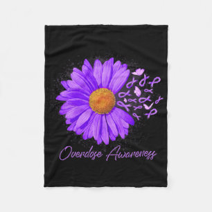 Daisy Butterfly Paarse Lint Overdose Awareness 4 Fleece Deken