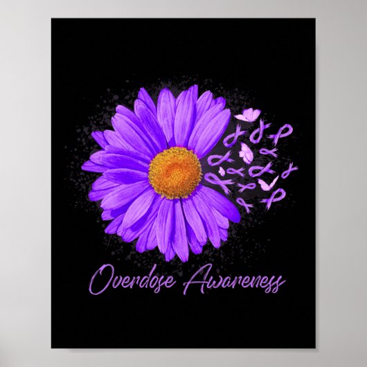 Daisy Butterfly Paarse Lint Overdose Awareness 4 Poster (Voorkant)