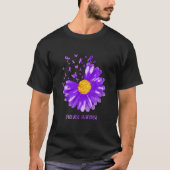 Daisy Butterfly Purple Ribbon Overdose Awareness T-shirt (Voorkant)