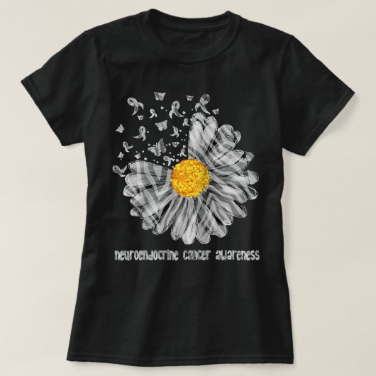 Daisy Butterfly Zebra Ribbon Neuroendocrine Cancer T-shirt (Design voorkant)