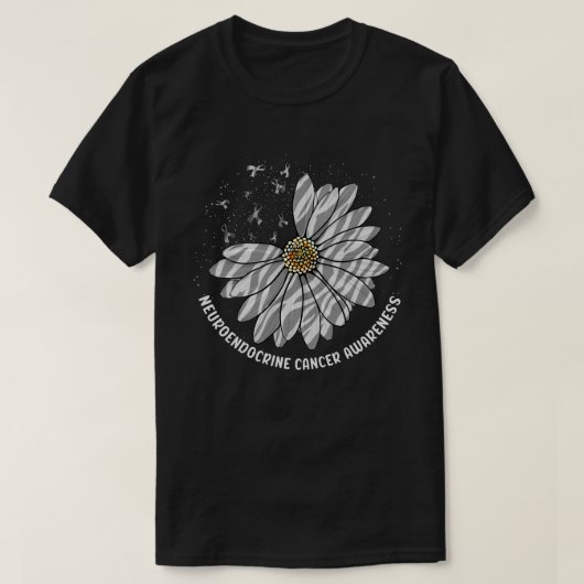 Daisy Butterfly Zebra Ribbon Neuroendocrine Cancer T-shirt (Design voorkant)