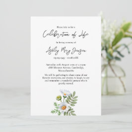 Daisy Celebration of Life Funeral Kaart