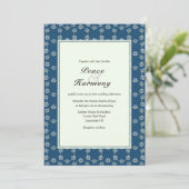 Daisy Chain Blue Pattern Wedding Invitation Kaart (Staand voorkant)