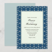 Daisy Chain Blue Pattern Wedding Invitation Kaart (Voorkant / Achterkant)