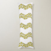 Daisy Chain Wiggly Flower Stripes geel Lichaamskussen (Voorkant Verticaal)