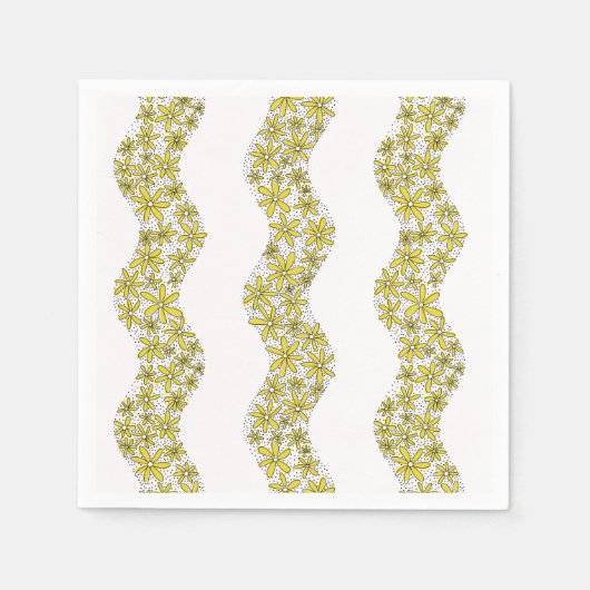 Daisy Chain Wiggly Flower Stripes geel Servet (Voorkant)
