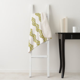 Daisy Chain Wiggly Flower Stripes geel Sherpa Deken