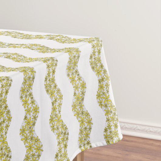 Daisy Chain Wiggly Flower Stripes geel Tafelkleed (Voorbeeld)