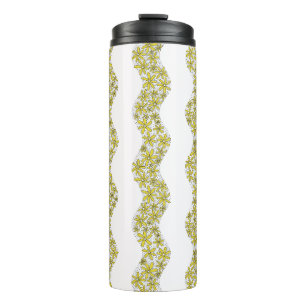 Daisy Chain Wiggly Flower Stripes geel Thermosbeker